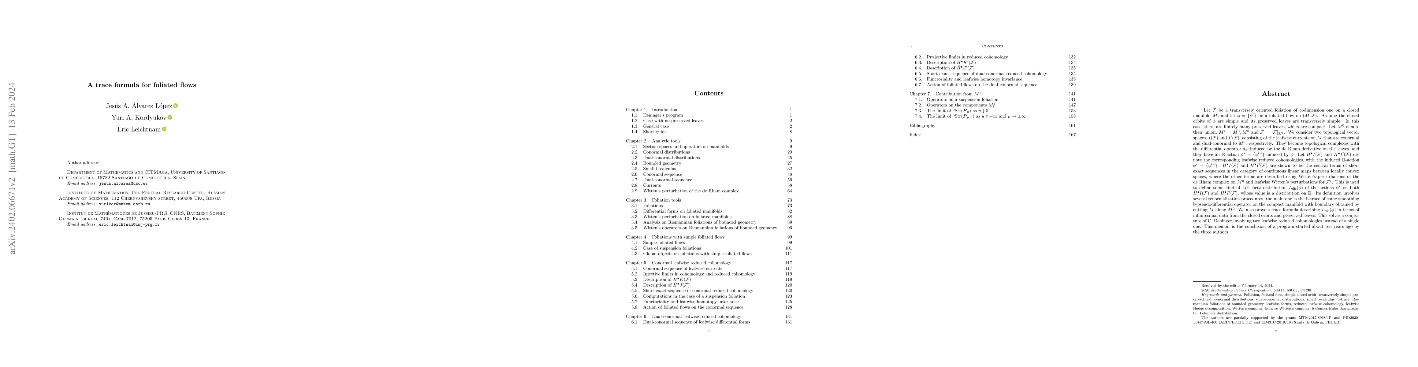Thumbnail for A trace formula for foliated flows