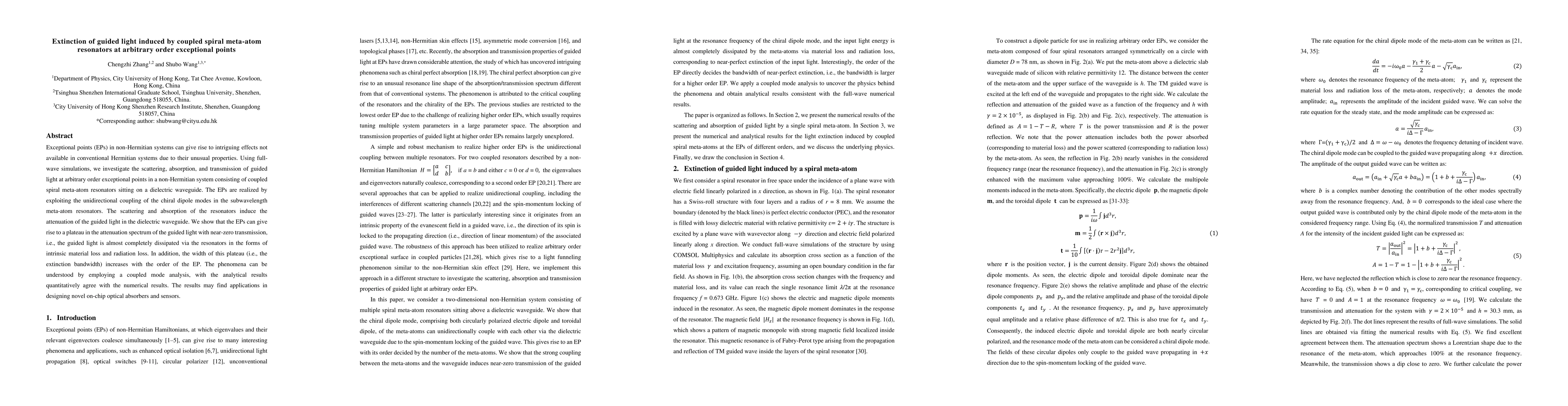 Thumbnail for Extinction of guided light induced by coupled spiral meta-atom
  resonators at arbitrary order exceptional points