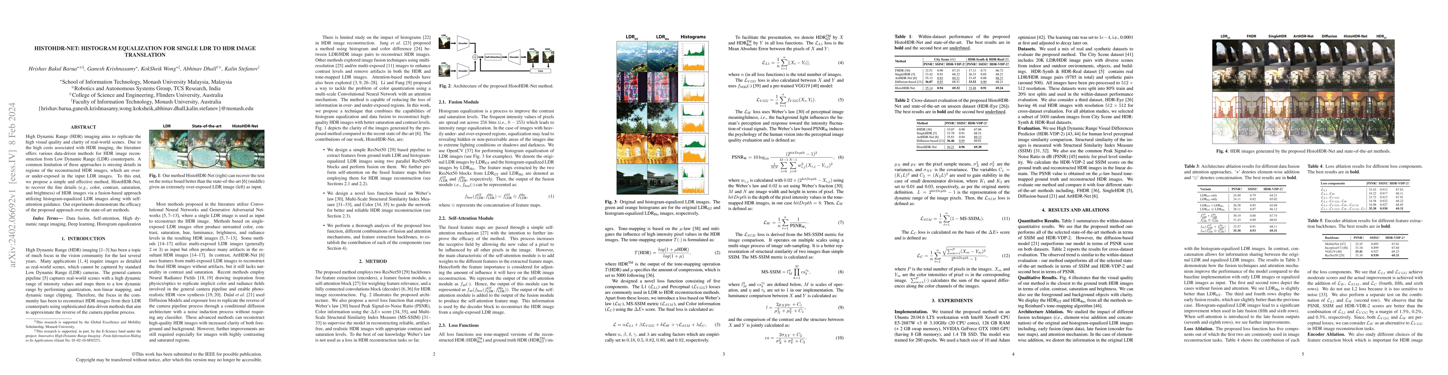 Thumbnail for HistoHDR-Net: Histogram Equalization for Single LDR to HDR Image
  Translation