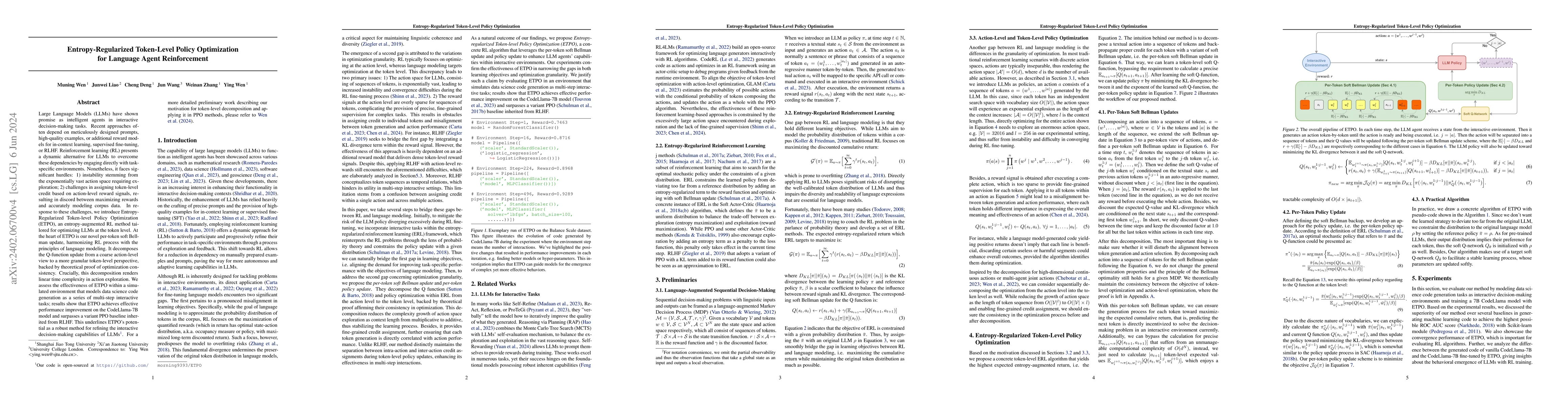 Thumbnail for Entropy-Regularized Token-Level Policy Optimization for Language Agent
  Reinforcement