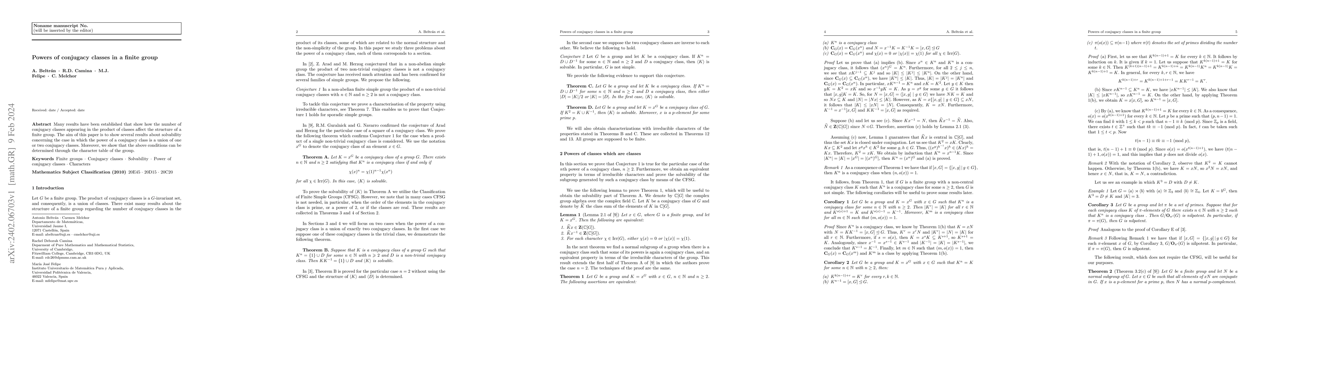 Thumbnail for Powers of conjugacy classes in a finite group