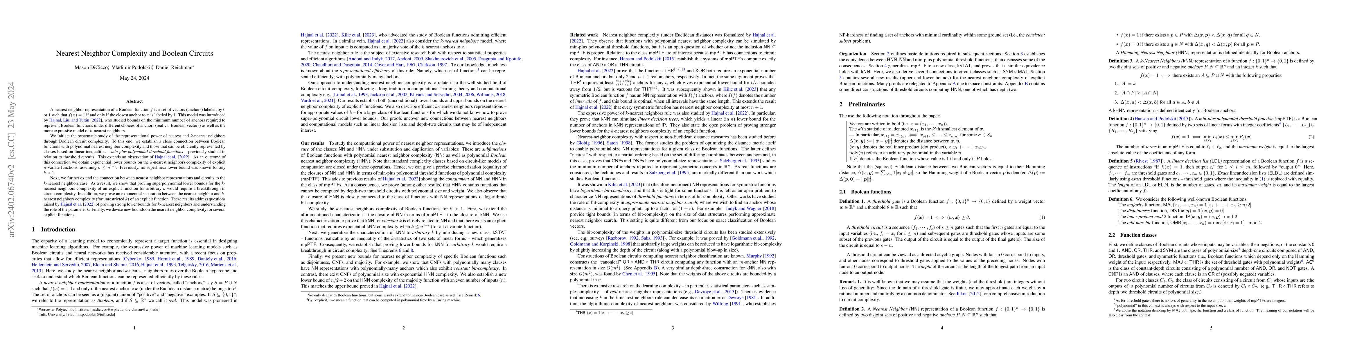 Thumbnail for Nearest Neighbor Complexity and Boolean Circuits