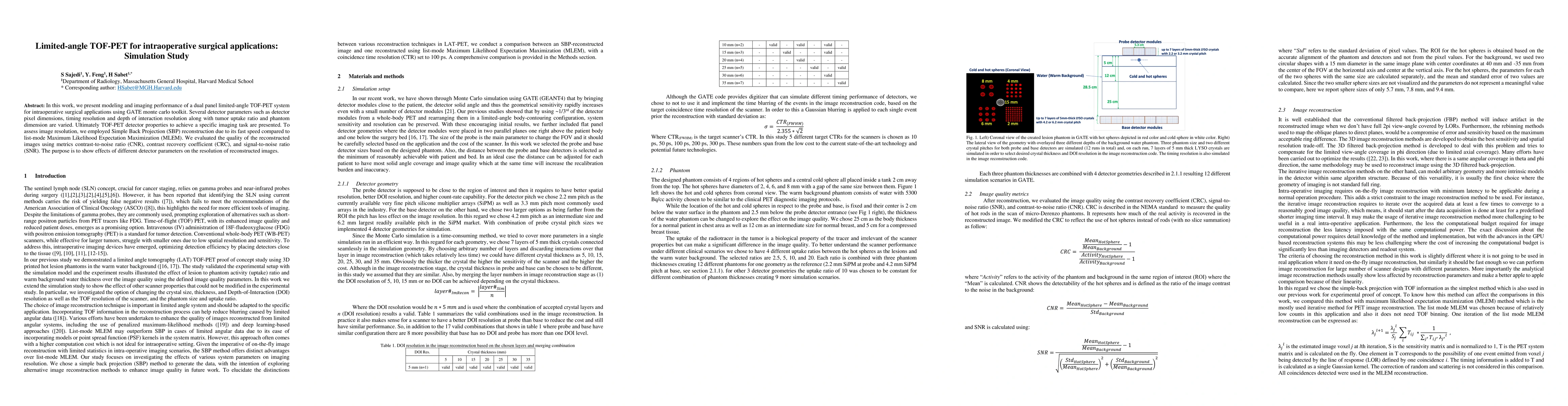 Thumbnail for Limited-angle TOF-PET for intraoperative surgical applications:
  Simulation Study