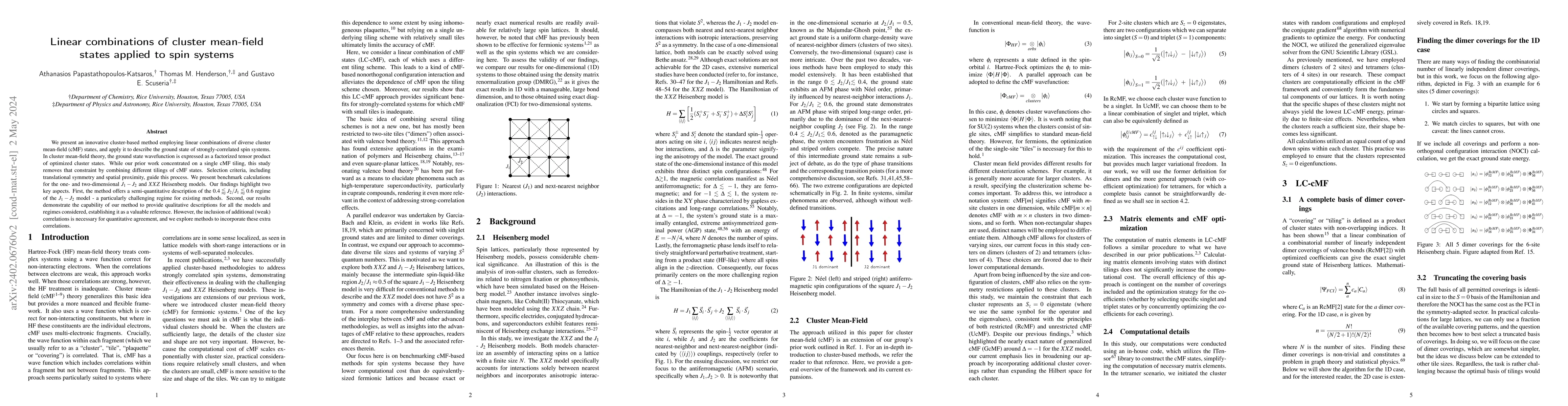 Thumbnail for Linear combinations of cluster mean-field states applied to spin systems