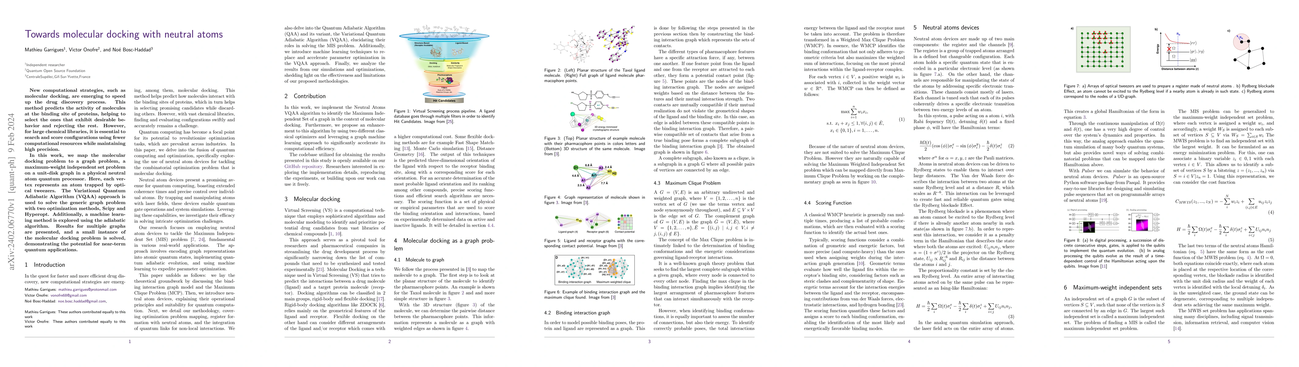Thumbnail for Towards molecular docking with neutral atoms