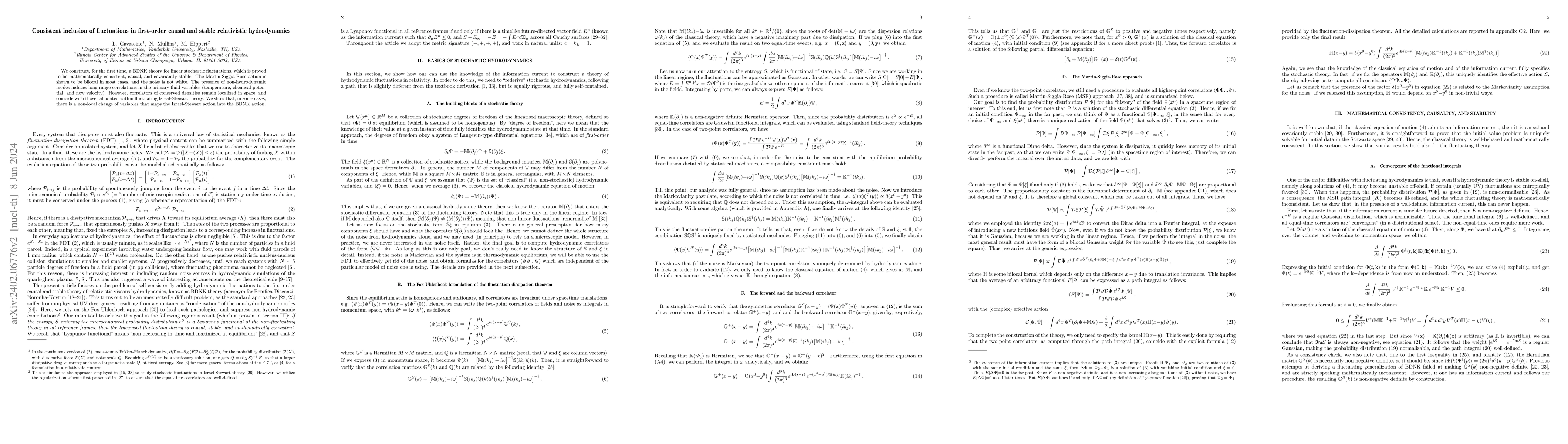 Thumbnail for Consistent inclusion of fluctuations in first-order causal and stable
  relativistic hydrodynamics