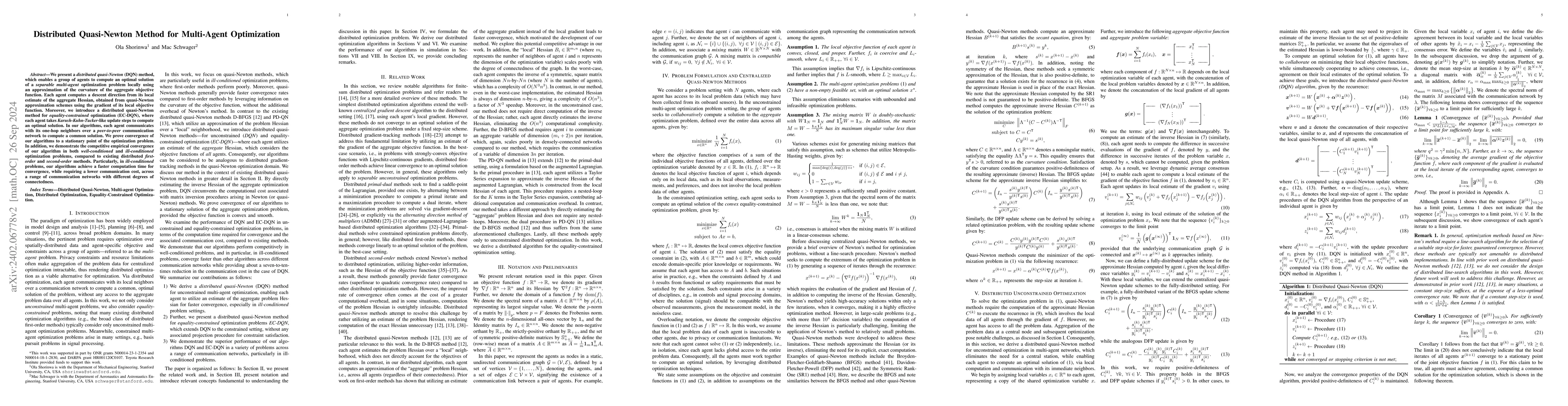 Thumbnail for Distributed Quasi-Newton Method for Multi-Agent Optimization