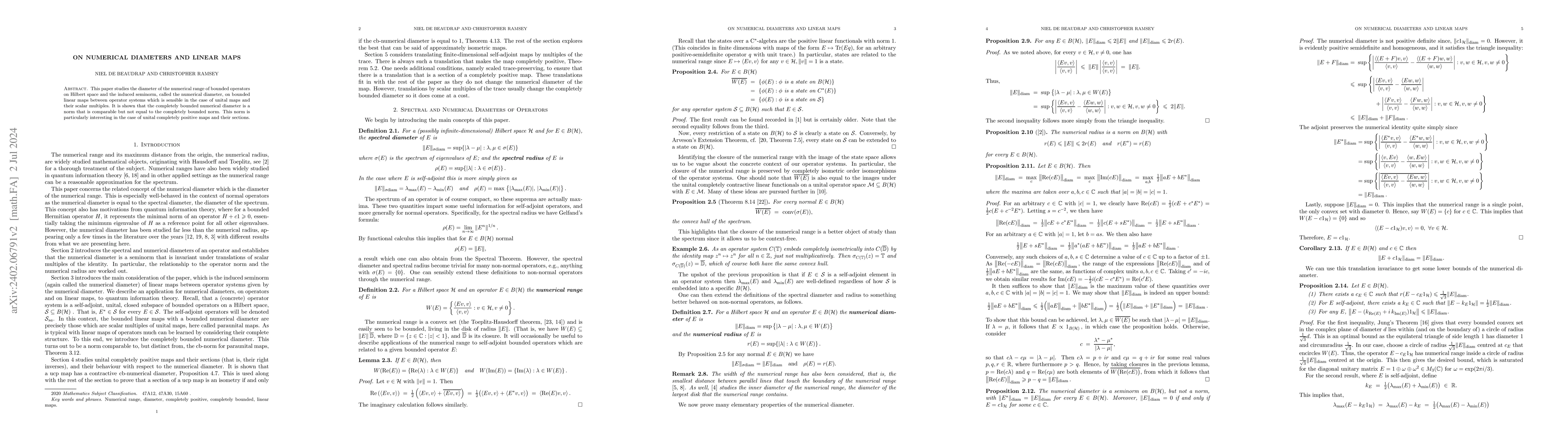 Thumbnail for On numerical diameters and linear maps