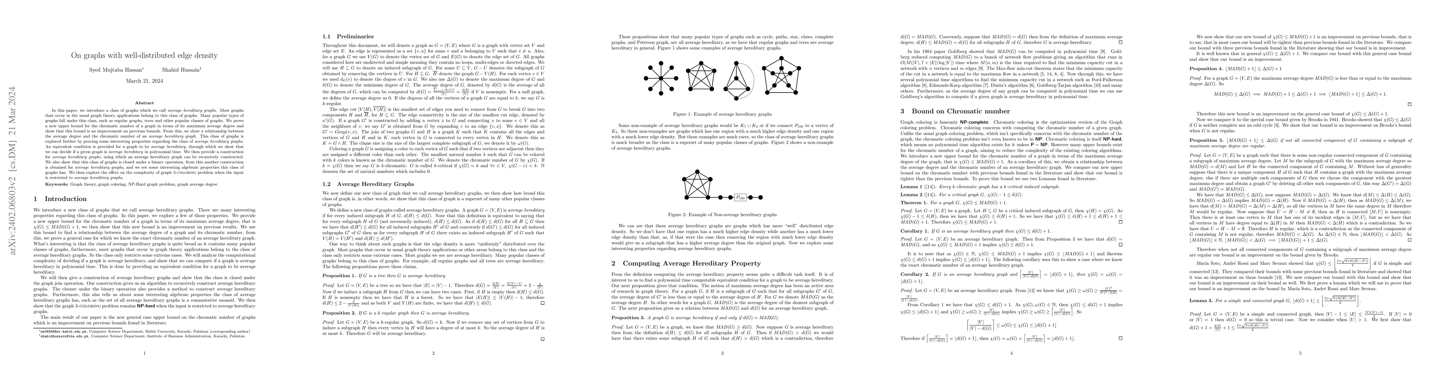 Thumbnail for On graphs with well-distributed edge density