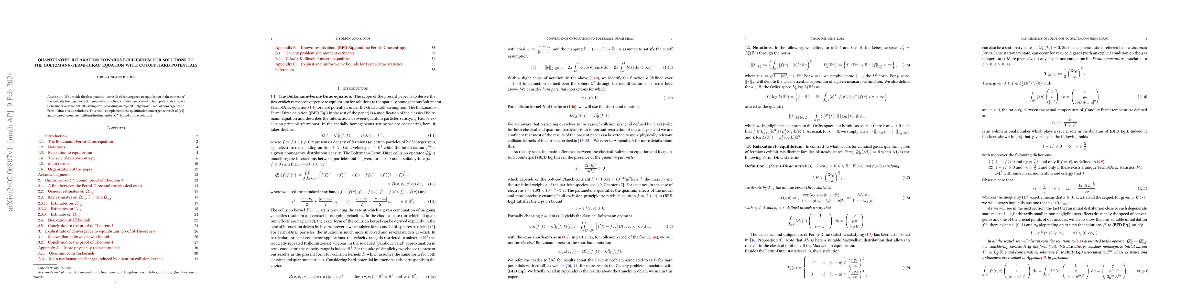 Thumbnail for Quantitative relaxation towards equilibrium for solutions to the
  Boltzmann-Fermi-Dirac equation with cutoff hard potentials