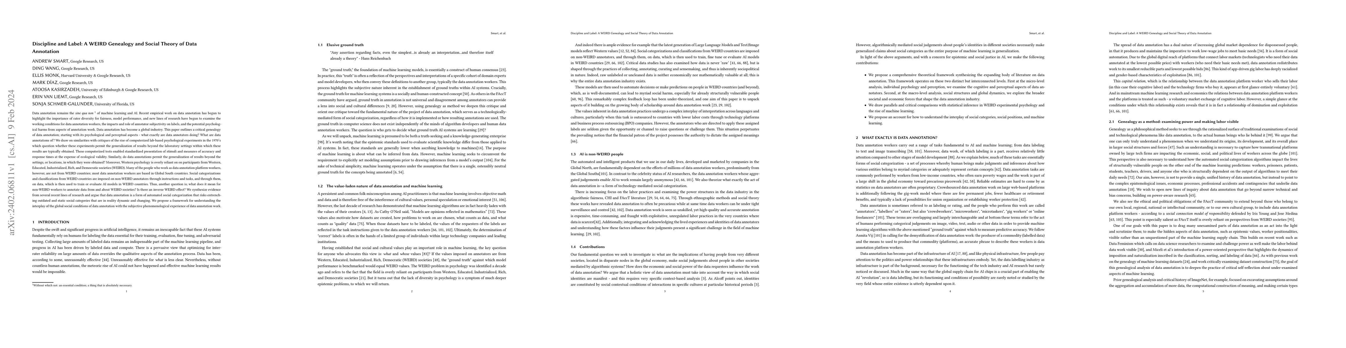 Thumbnail for Discipline and Label: A WEIRD Genealogy and Social Theory of Data
  Annotation