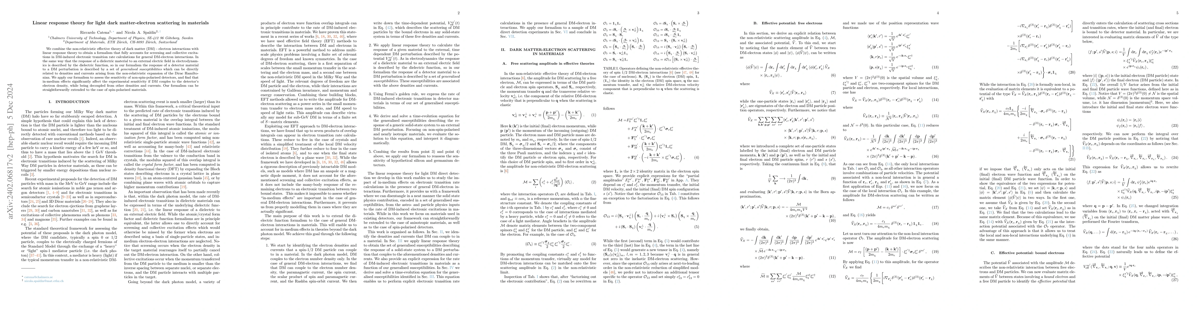 Thumbnail for Linear response theory for light dark matter-electron scattering in
  materials
