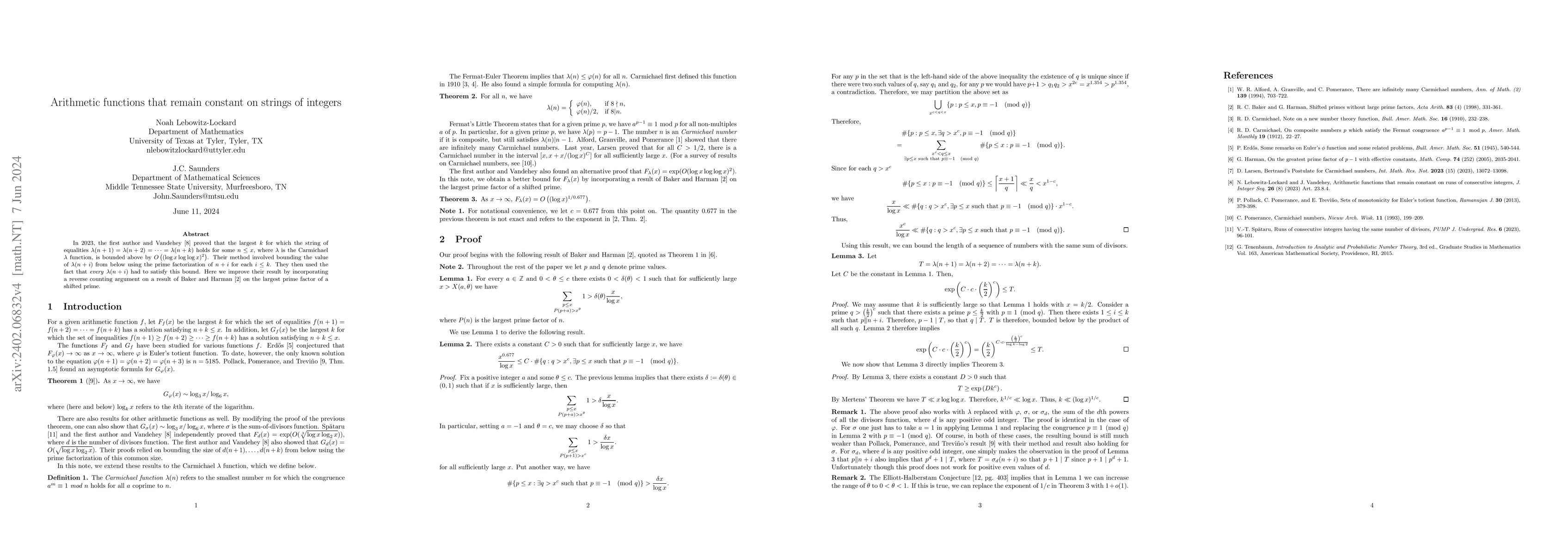 Thumbnail for Runs of integers with constant values of the Carmichael function