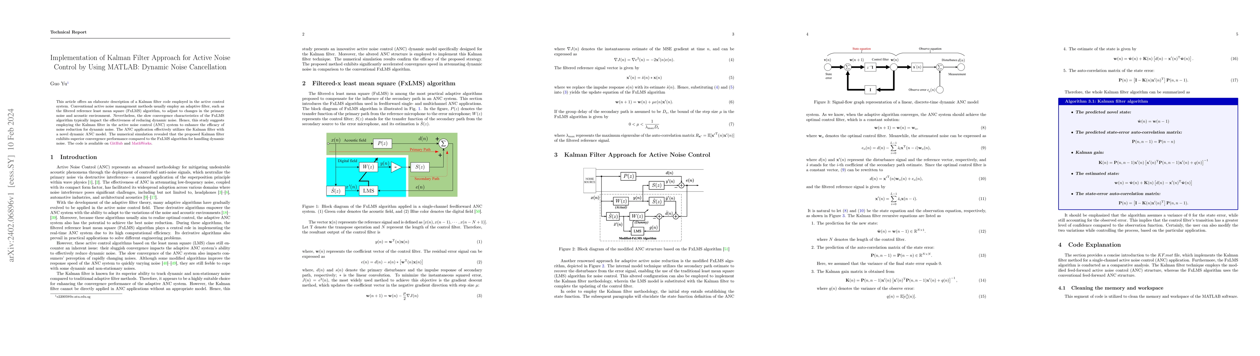 Thumbnail for Implementation of Kalman Filter Approach for Active Noise Control by
  Using MATLAB: Dynamic Noise Cancellation