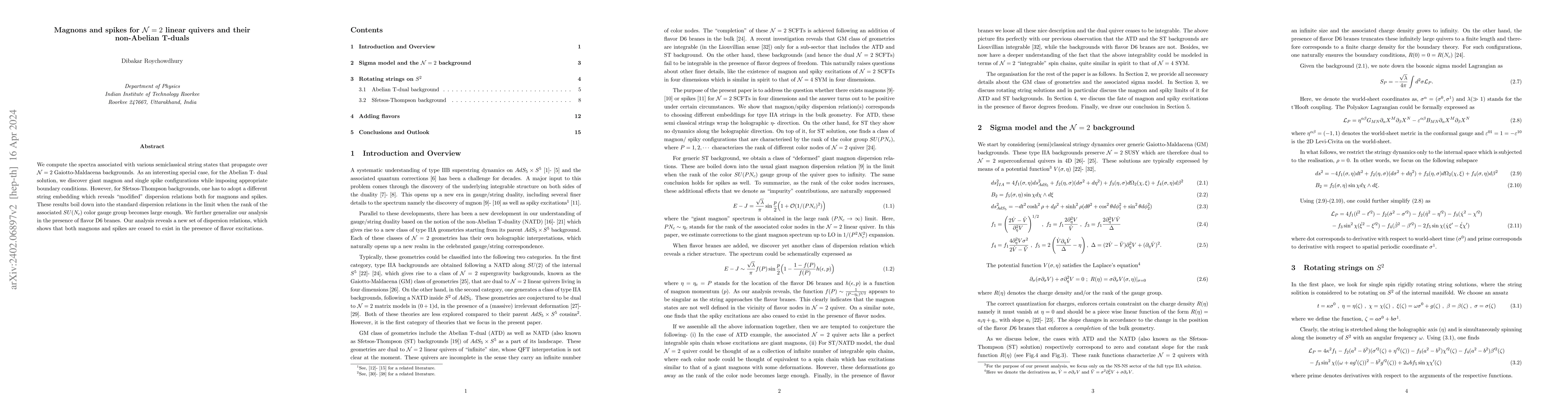 Thumbnail for Magnons and spikes for $\mathcal{N}=2$ linear quivers and their
  non-Abelian T-duals