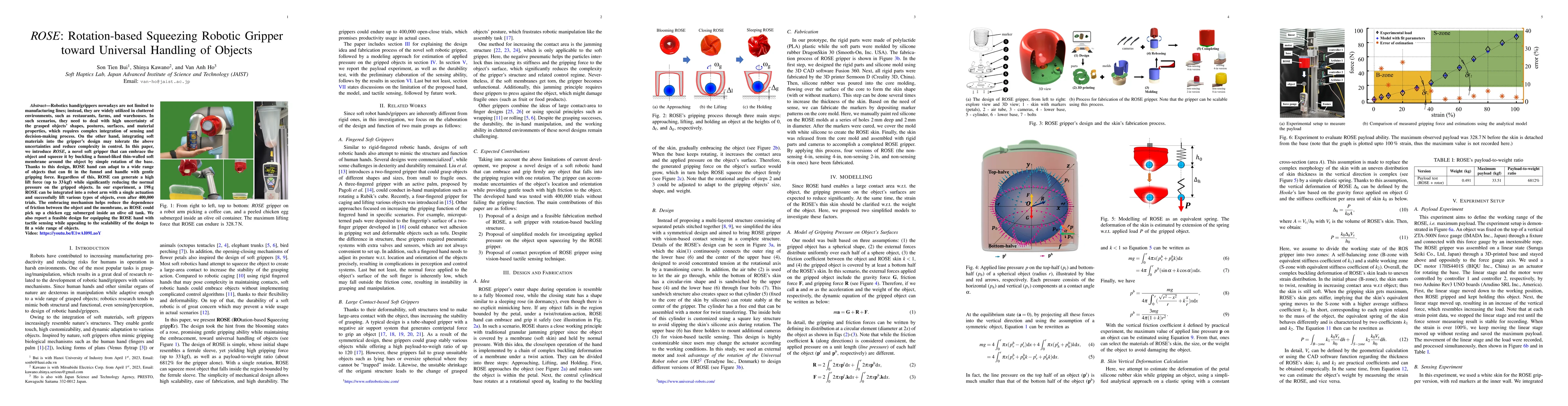 Thumbnail for ROSE: Rotation-based Squeezing Robotic Gripper toward Universal Handling
  of Objects