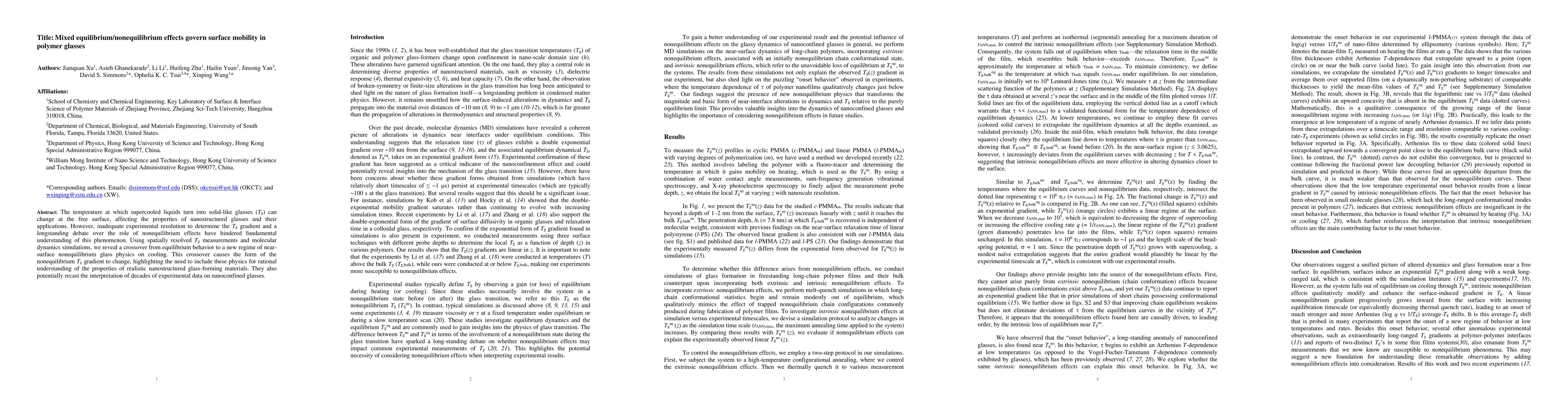 Thumbnail for Mixed equilibrium/nonequilibrium effects govern surface mobility in
  polymer glasses
