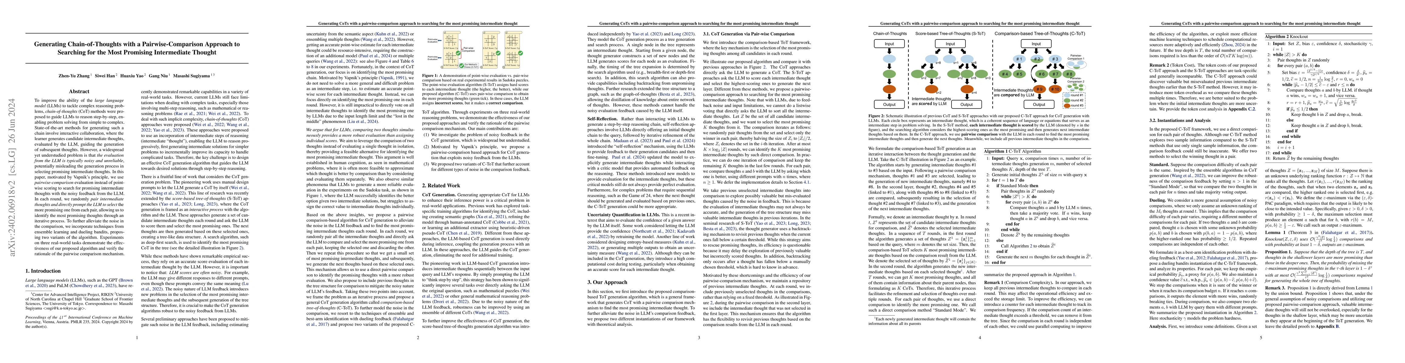 Thumbnail for Generating Chain-of-Thoughts with a Pairwise-Comparison Approach to
  Searching for the Most Promising Intermediate Thought