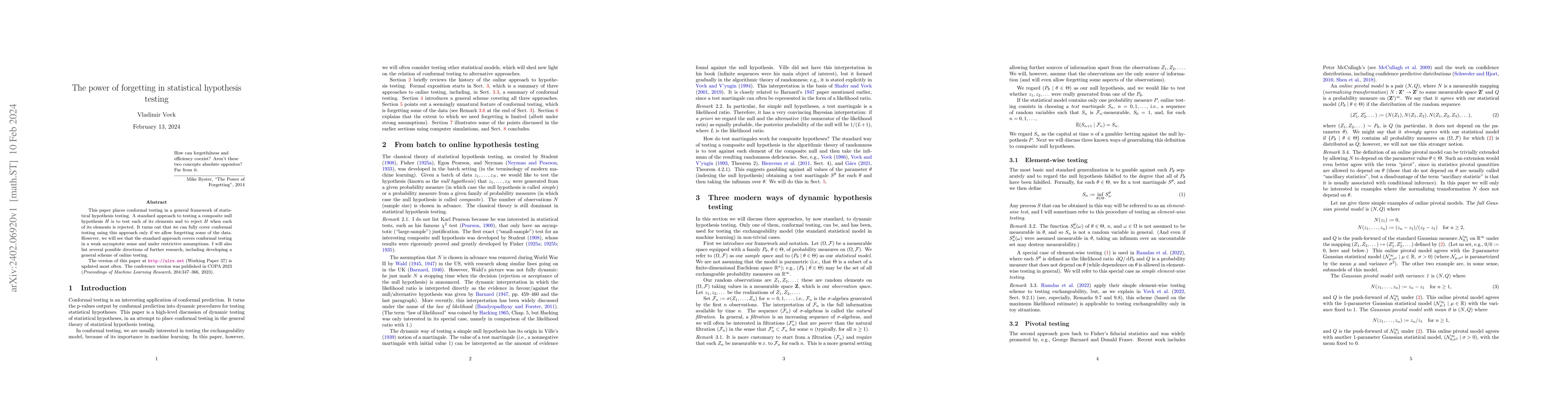 Thumbnail for The power of forgetting in statistical hypothesis testing