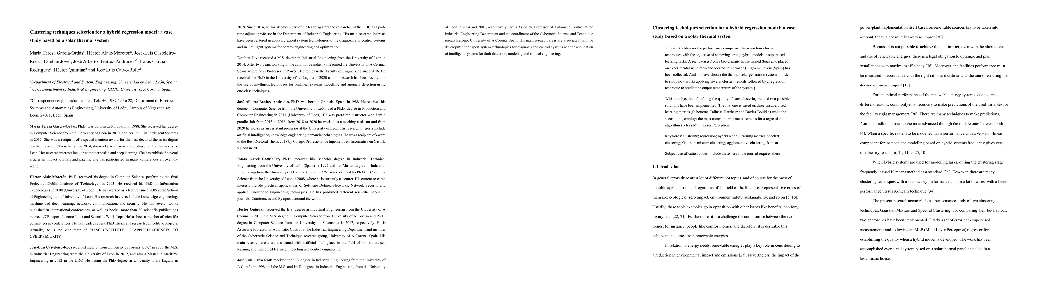 Thumbnail for Clustering Techniques Selection for a Hybrid Regression Model: A Case
  Study Based on a Solar Thermal System