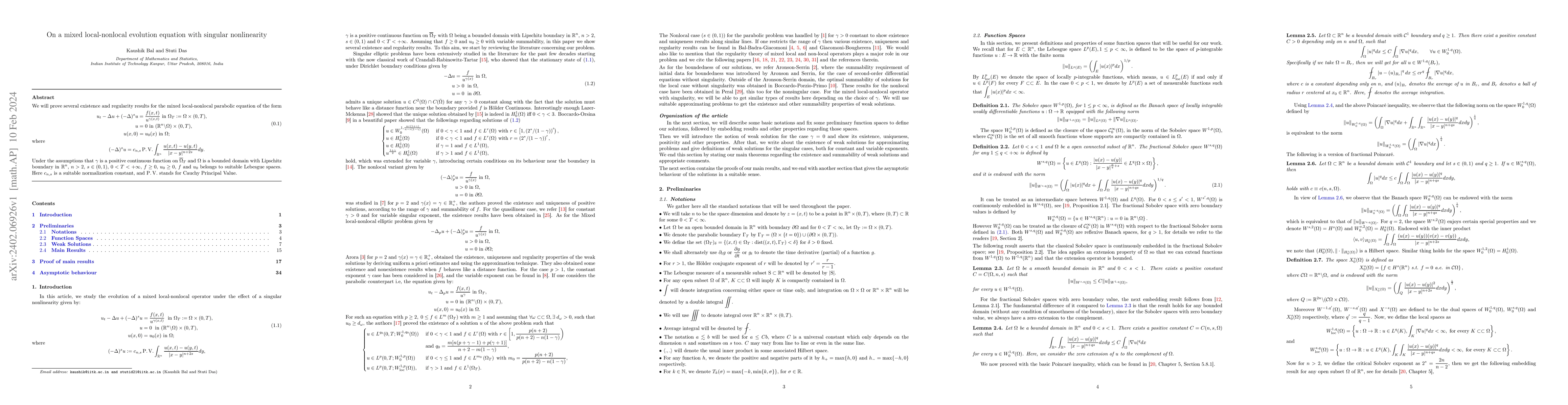 Thumbnail for On a mixed local-nonlocal evolution equation with singular nonlinearity