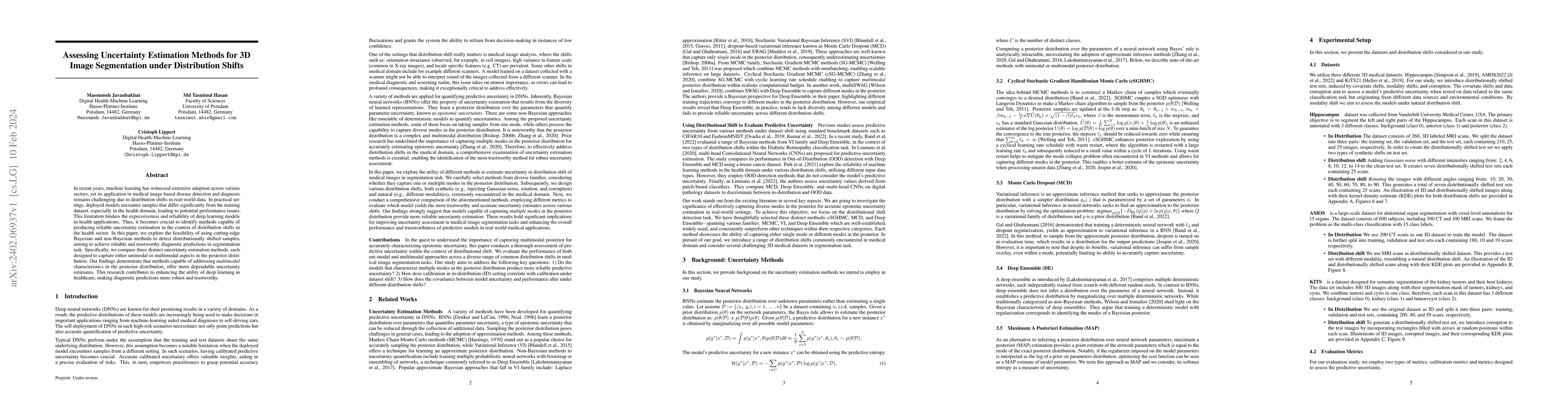 Thumbnail for Assessing Uncertainty Estimation Methods for 3D Image Segmentation under
  Distribution Shifts