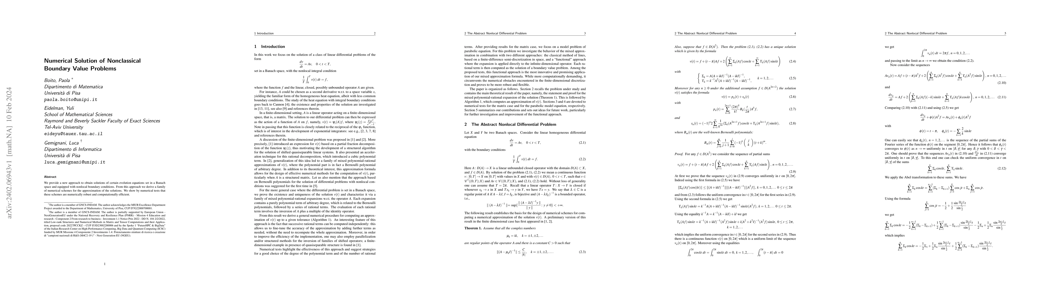 Thumbnail for Numerical Solution of Nonclassical Boundary Value Problems