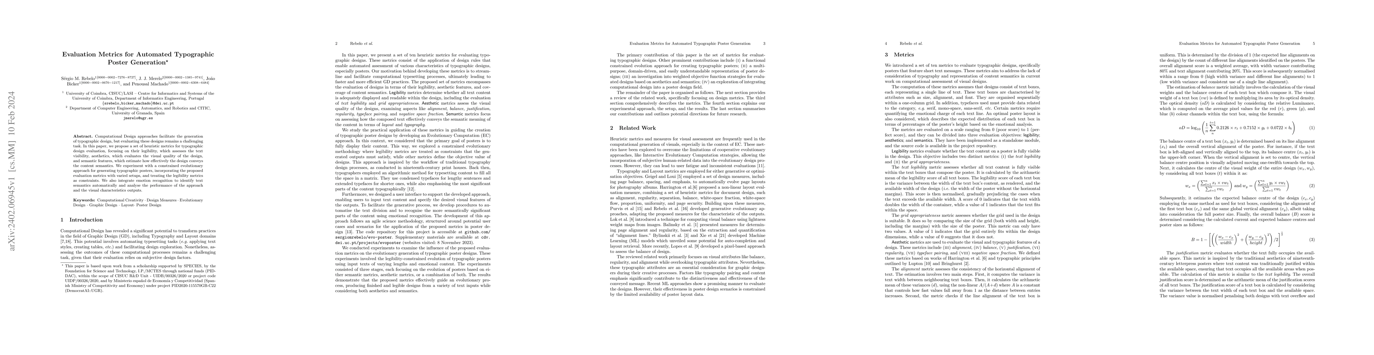Thumbnail for Evaluation Metrics for Automated Typographic Poster Generation