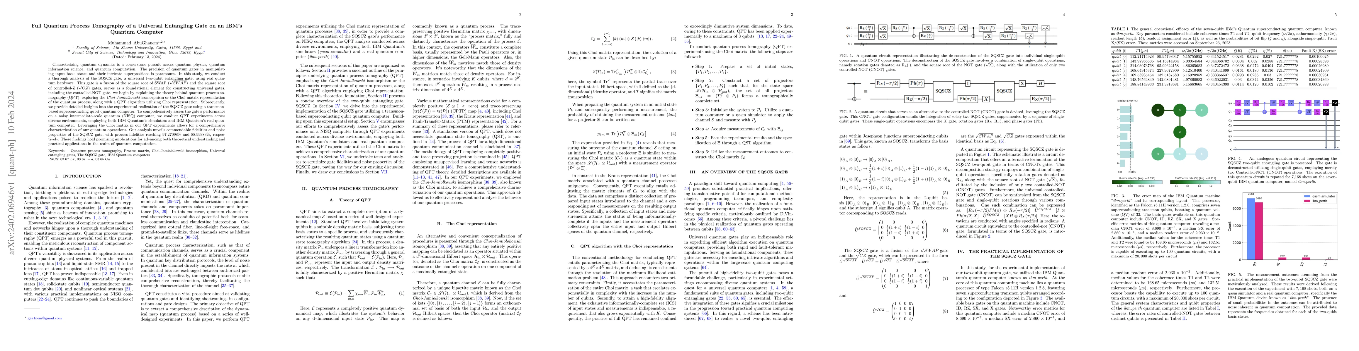 Thumbnail for Full Quantum Process Tomography of a Universal Entangling Gate on an
  IBM's Quantum Computer