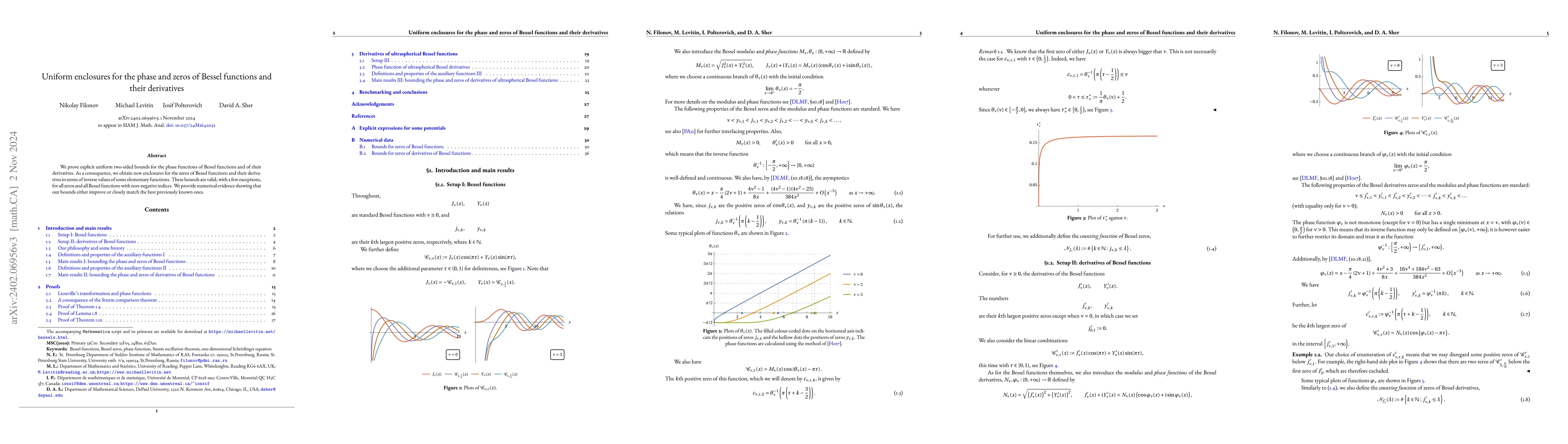 Thumbnail for Uniform enclosures for the phase and zeros of Bessel functions and their
  derivatives