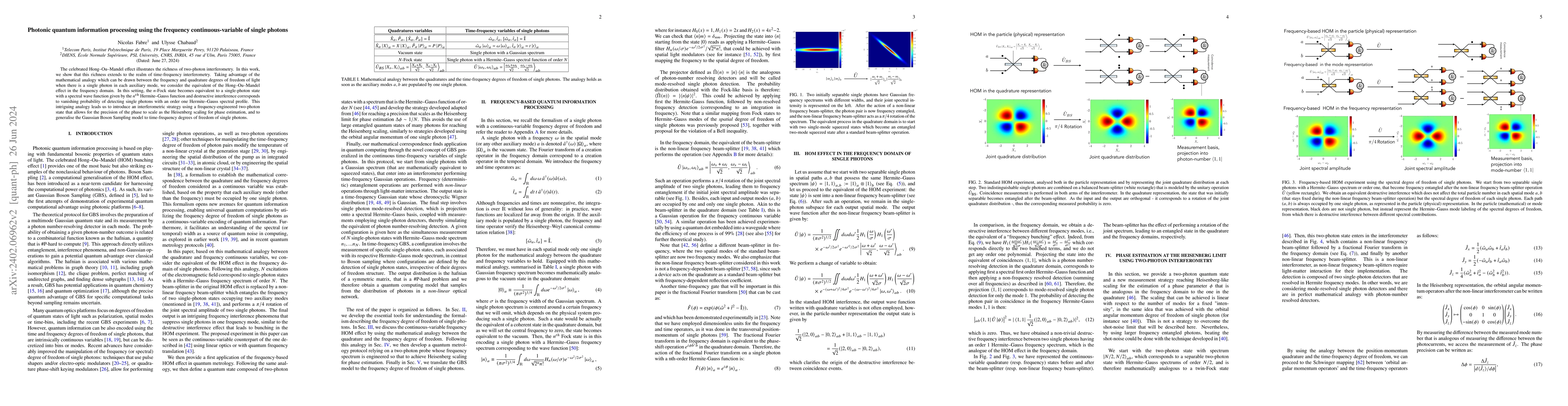 Thumbnail for Photonic quantum information processing using the frequency
  continuous-variable of single photons