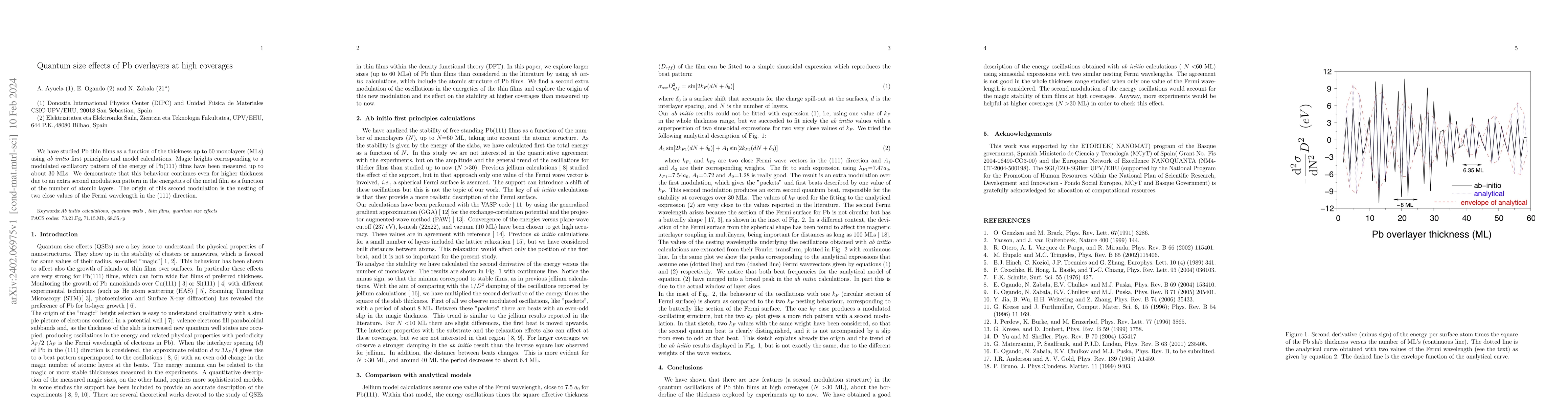 Thumbnail for Quantum size effects of Pb overlayers at high coverages