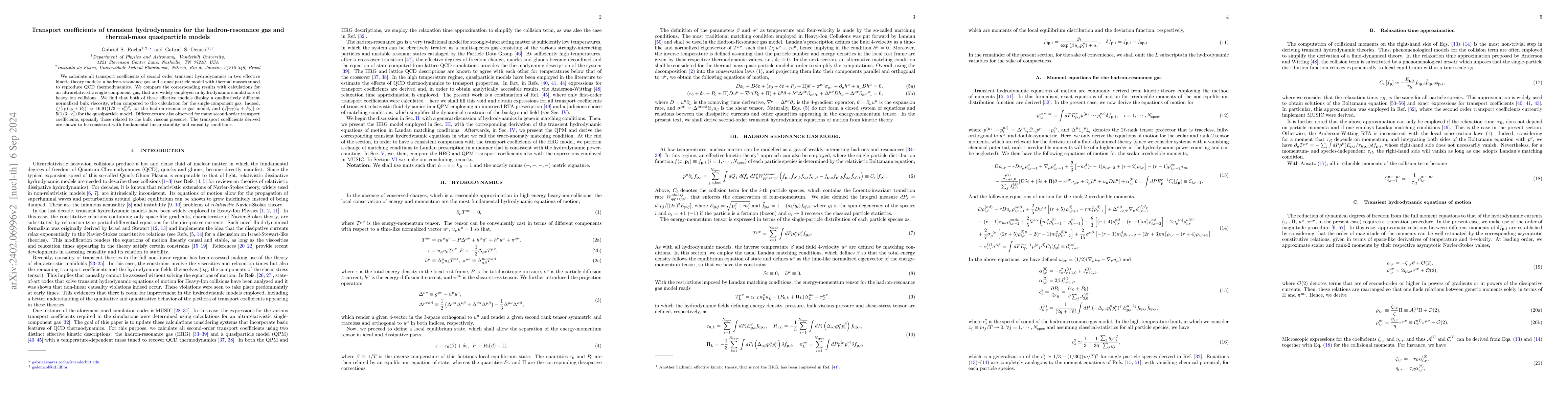 Thumbnail for Transport coefficients of transient hydrodynamics for the
  hadron-resonance gas and thermal-mass quasiparticle models