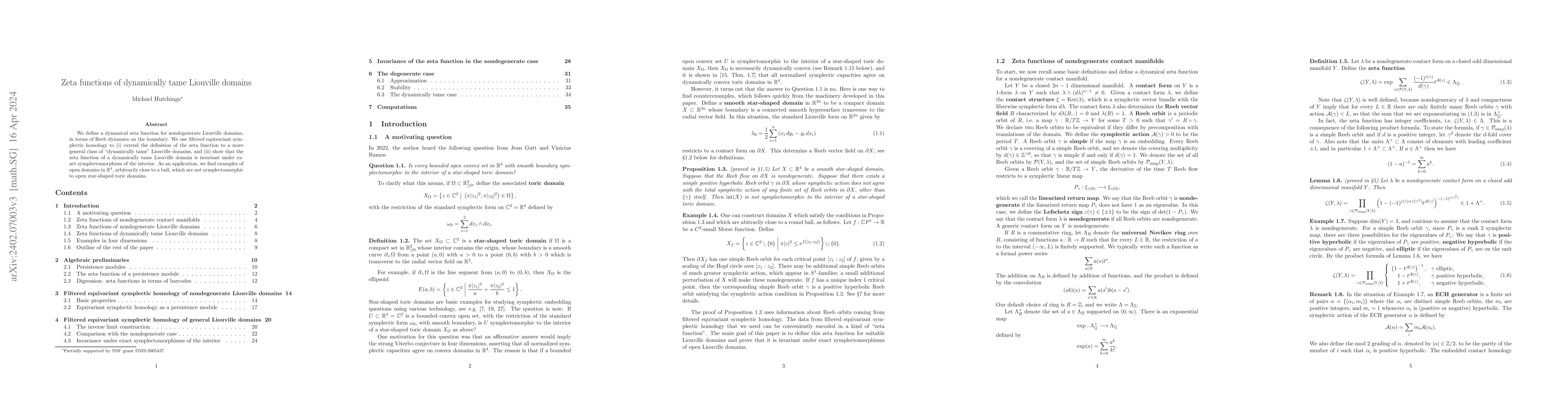 Thumbnail for Zeta functions of dynamically tame Liouville domains