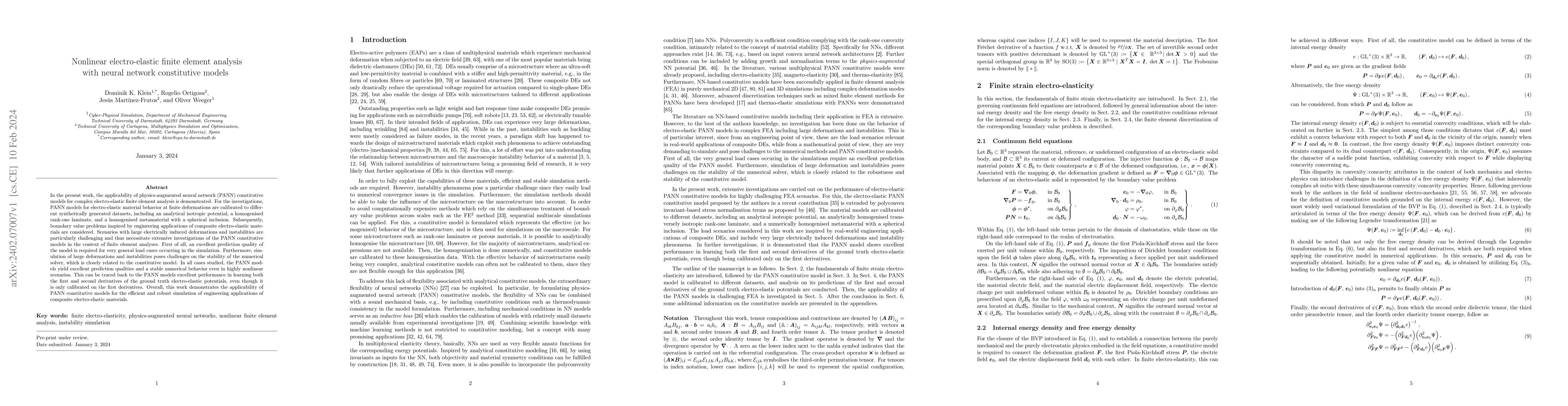 Thumbnail for Nonlinear electro-elastic finite element analysis with neural network
  constitutive models