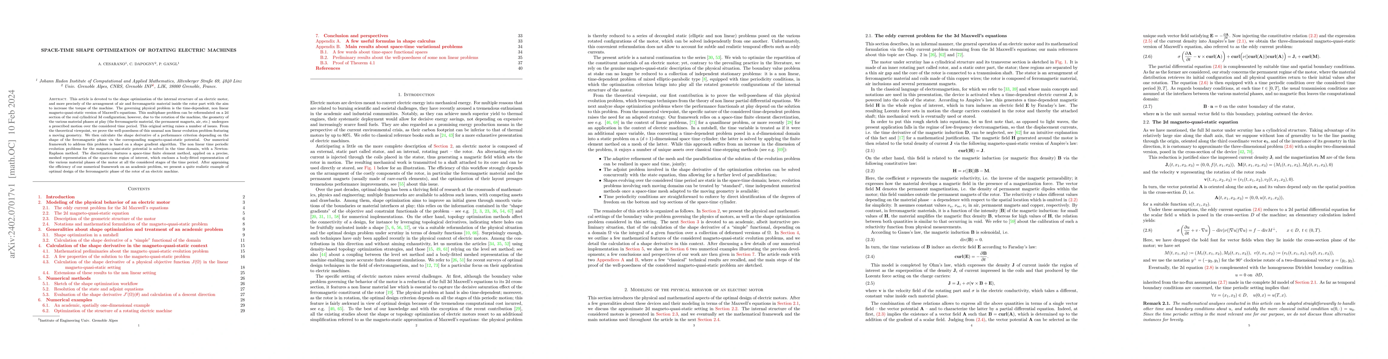 Thumbnail for Space-time shape optimization of rotating electric machines