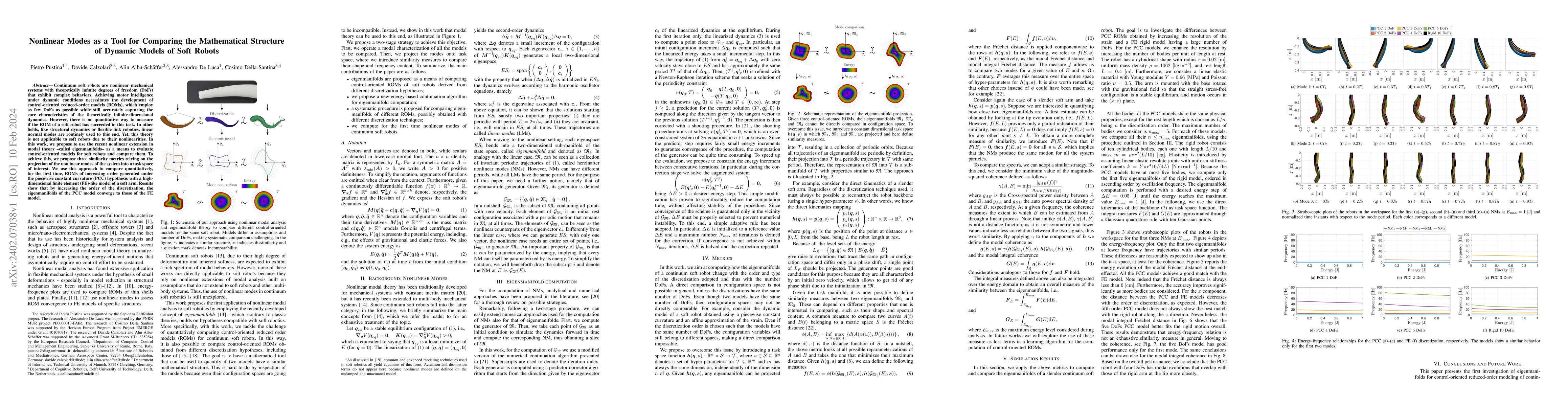 Thumbnail for Nonlinear Modes as a Tool for Comparing the Mathematical Structure of
  Dynamic Models of Soft Robots