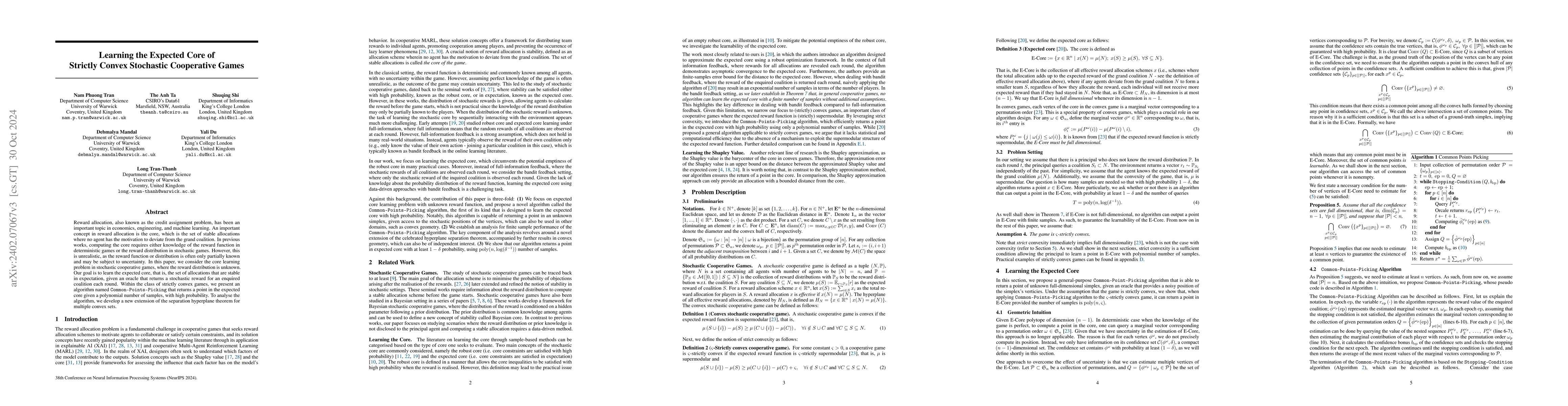 Thumbnail for Learning the Expected Core of Strictly Convex Stochastic Cooperative
  Games
