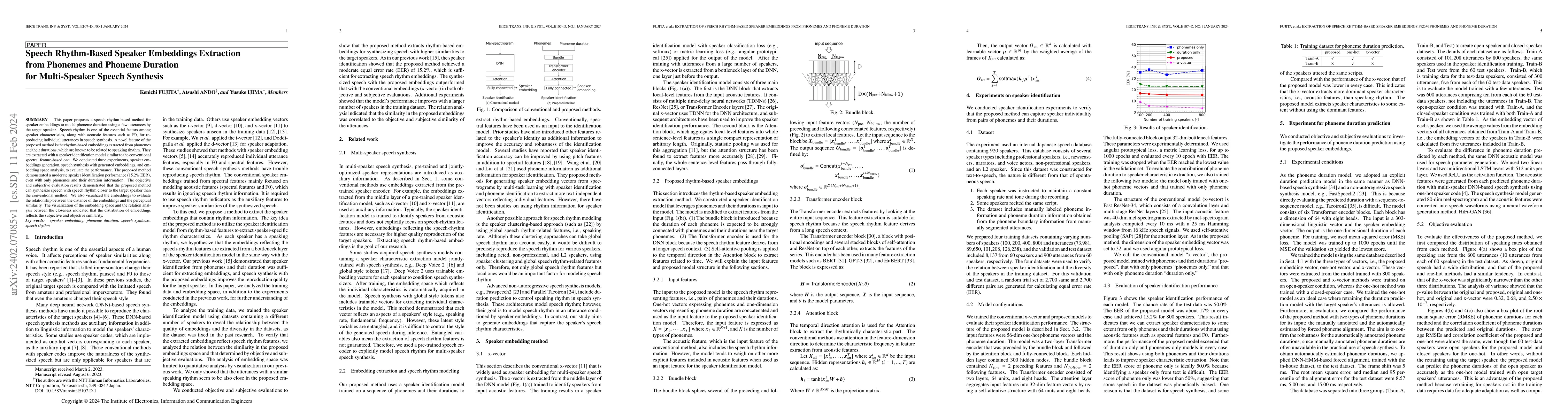 Thumbnail for Speech Rhythm-Based Speaker Embeddings Extraction from Phonemes and
  Phoneme Duration for Multi-Speaker Speech Synthesis
