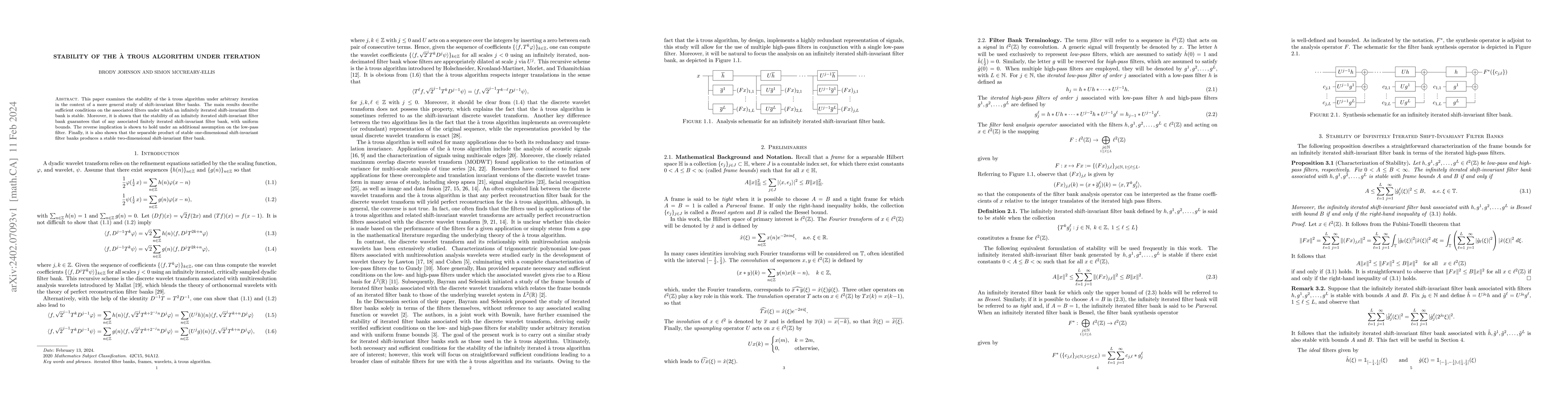 Thumbnail for Stability of the \`A Trous Algorithm Under Iteration