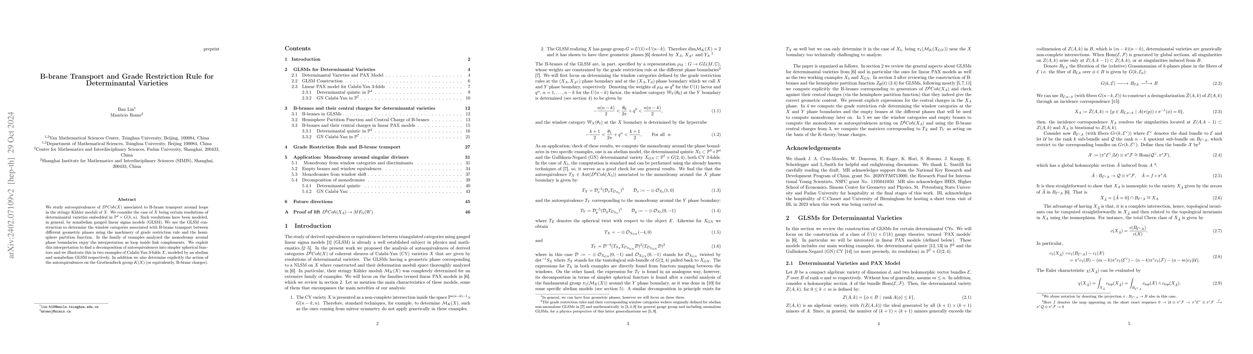 Thumbnail for B-brane Transport and Grade Restriction Rule for Determinantal Varieties