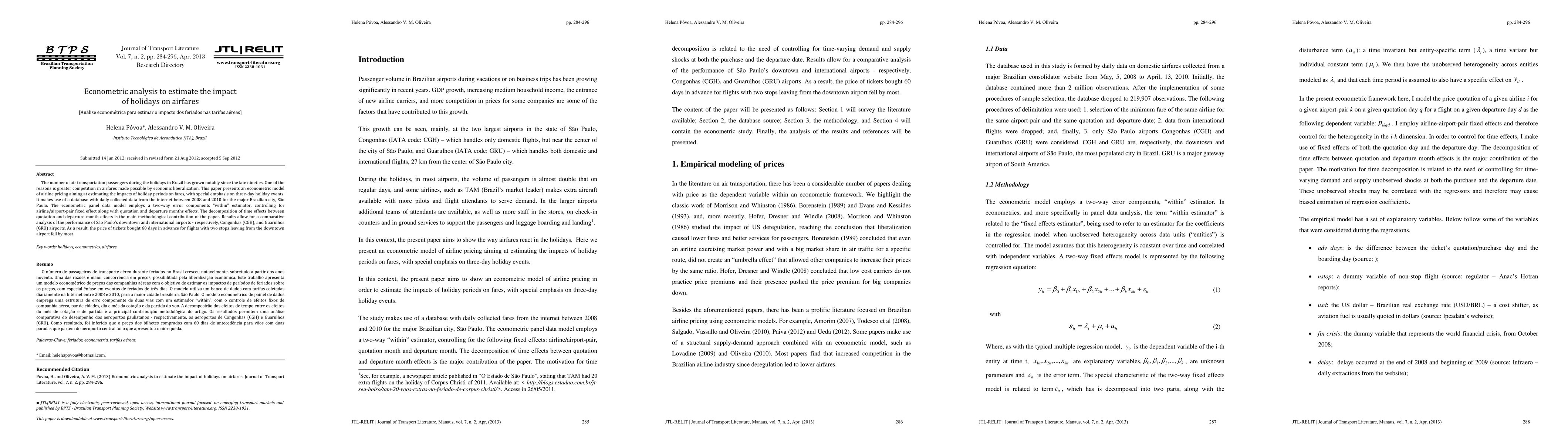 Thumbnail for Econometric analysis to estimate the impact of holidays on airfares