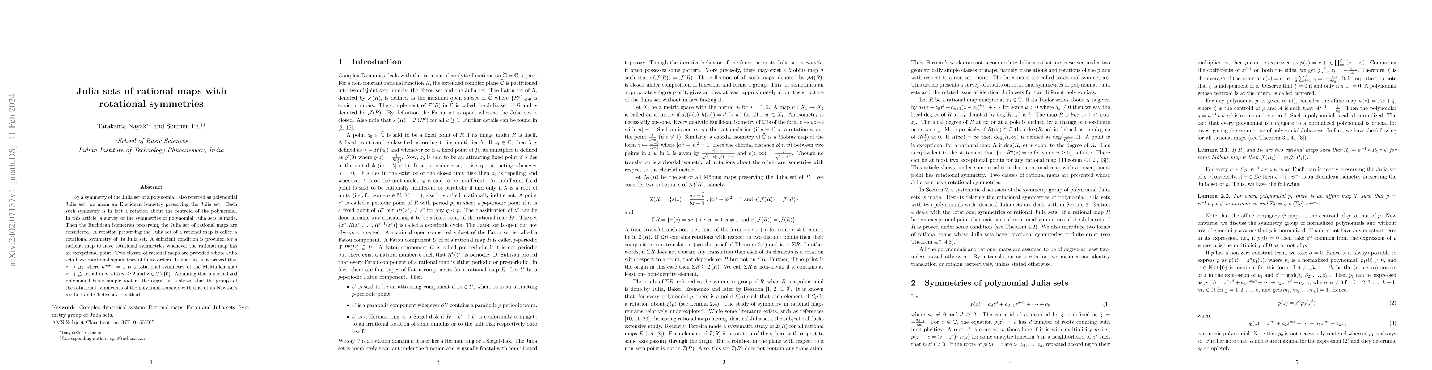 Thumbnail for Julia sets of rational maps with rotational symmetries