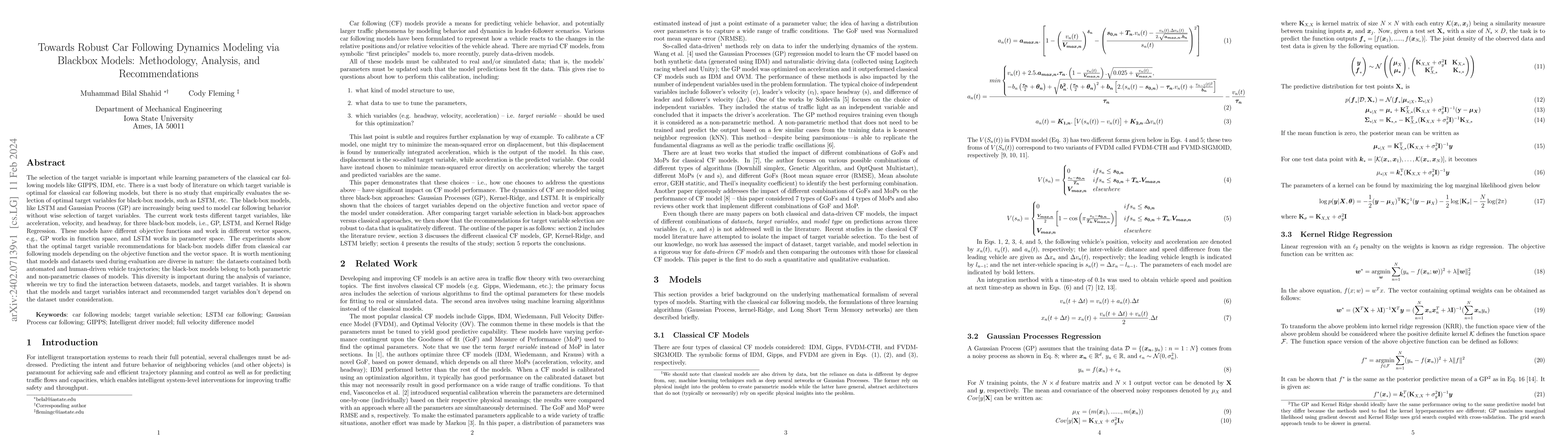 Thumbnail for Towards Robust Car Following Dynamics Modeling via Blackbox Models:
  Methodology, Analysis, and Recommendations