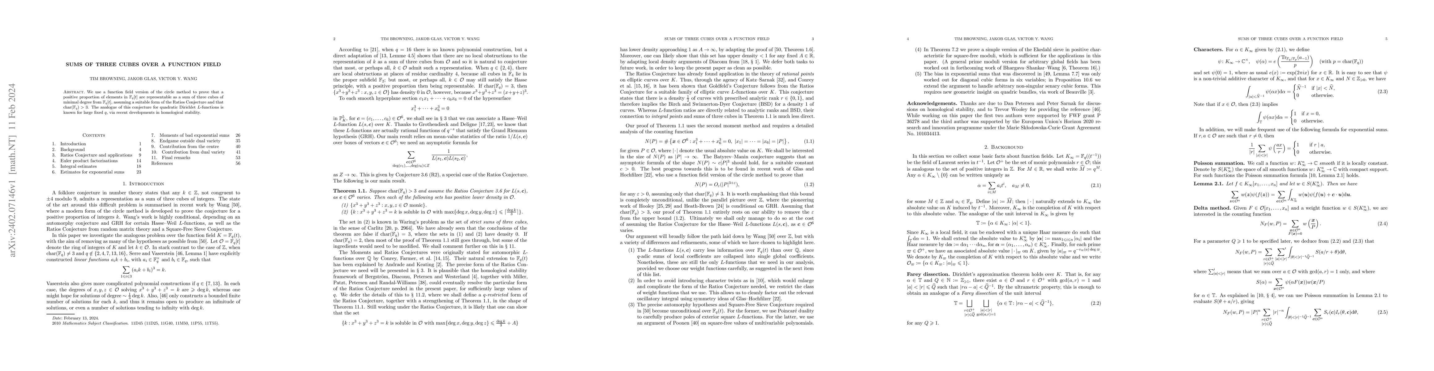 Thumbnail for Sums of three cubes over a function field