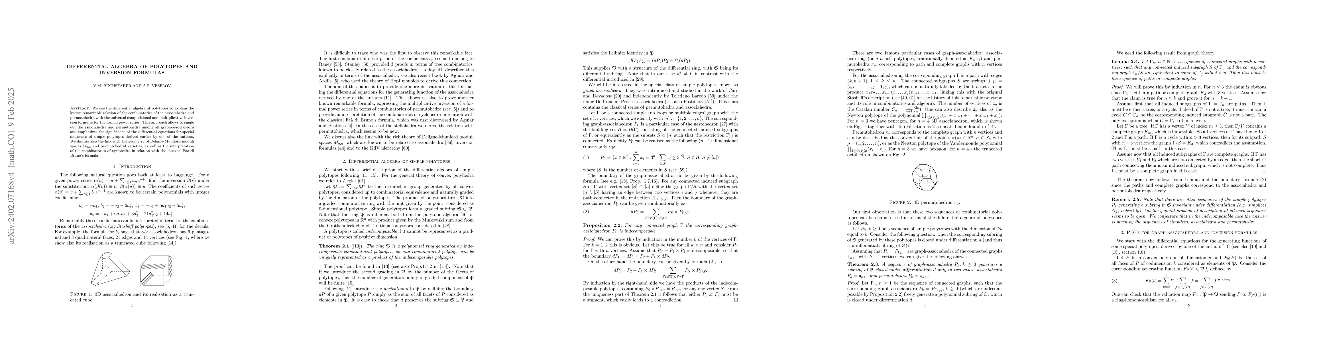 Thumbnail for Differential algebra of polytopes and inversion formulas