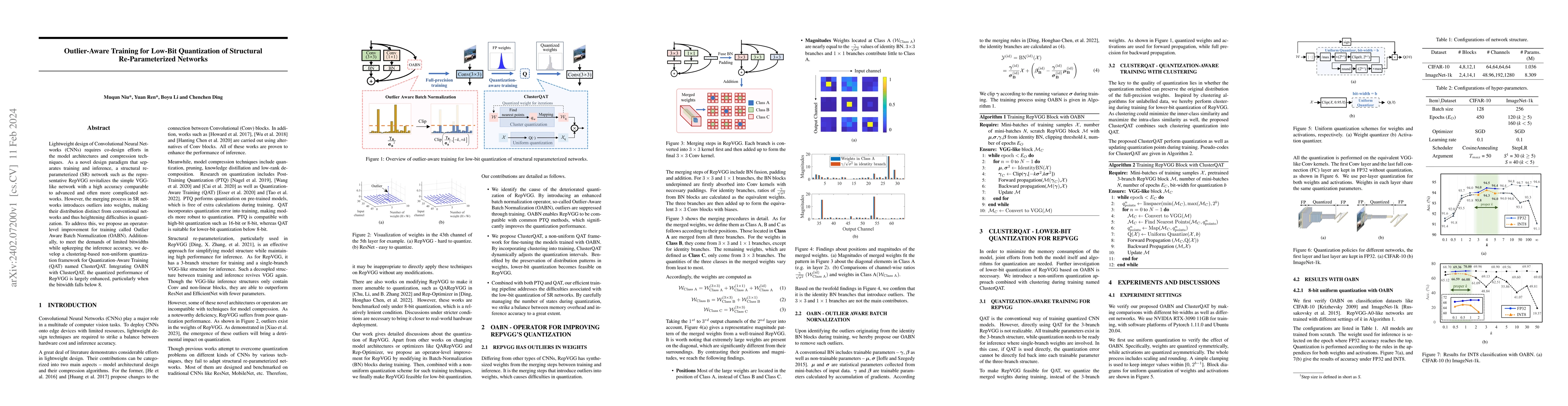 Thumbnail for Outlier-Aware Training for Low-Bit Quantization of Structural
  Re-Parameterized Networks