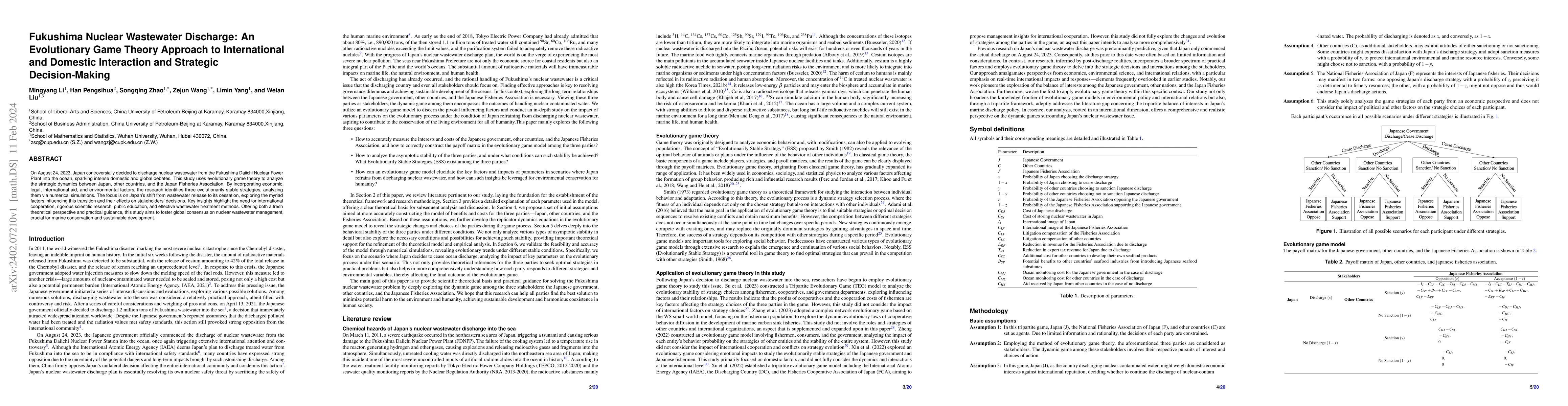 Thumbnail for Fukushima Nuclear Wastewater Discharge: An Evolutionary Game Theory
  Approach to International and Domestic Interaction and Strategic
  Decision-Making