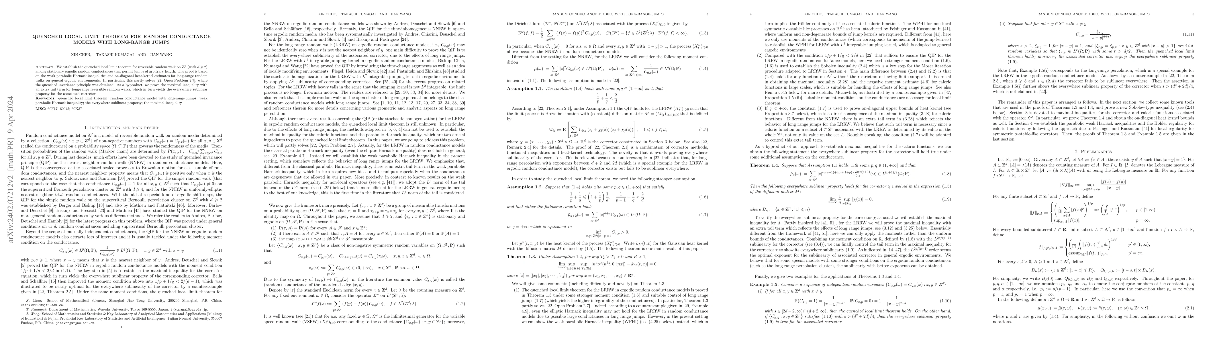 Thumbnail for Quenched local limit theorem for random conductance models with
  long-range jumps