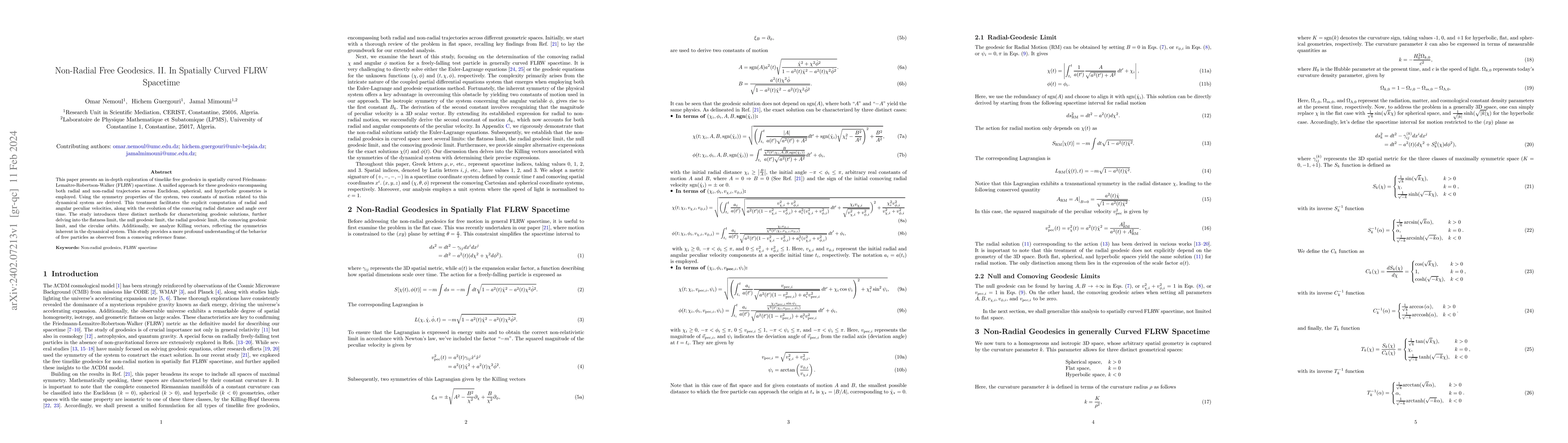 Thumbnail for Non-Radial Free Geodesics. II. In Spatially Curved FLRW Spacetime